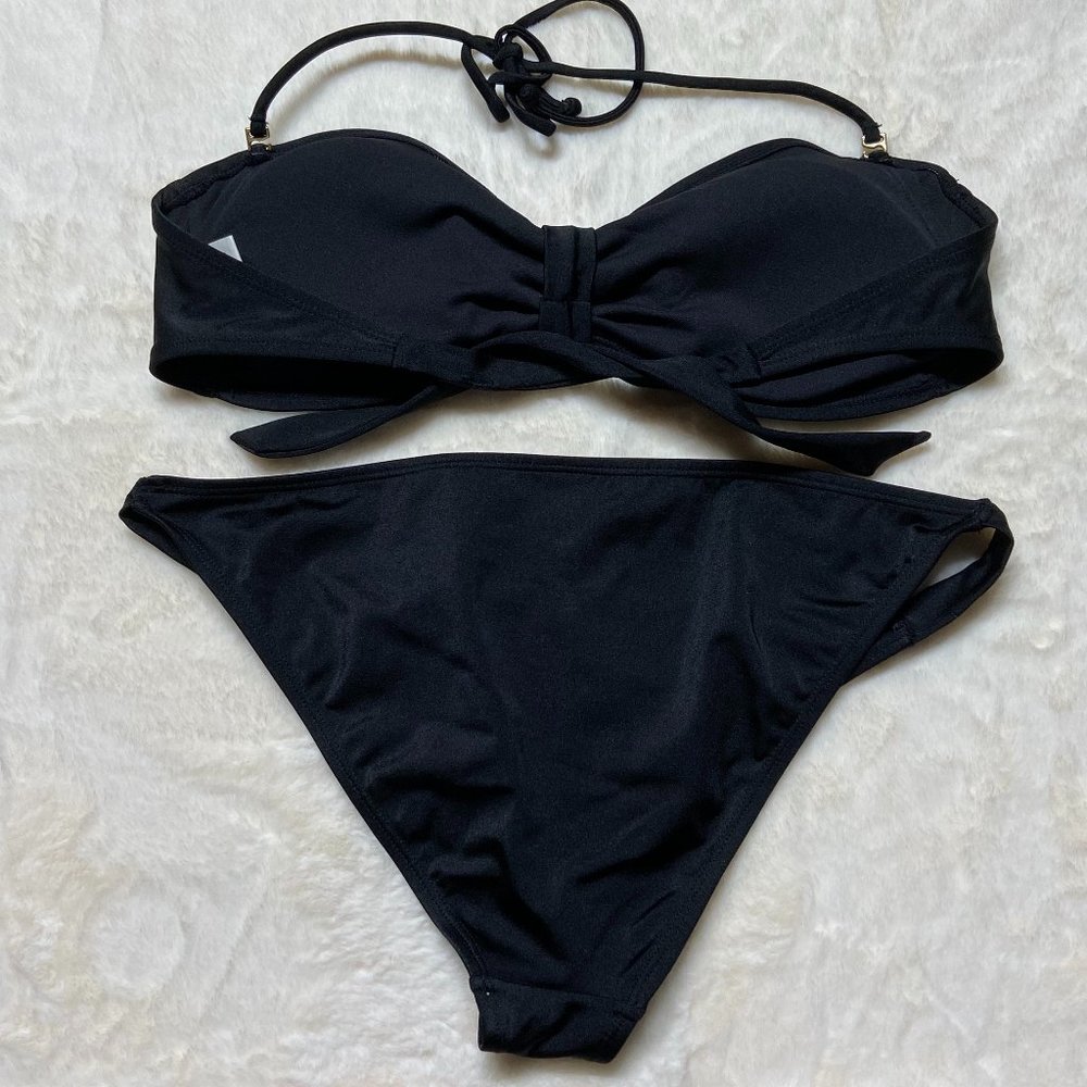NWOT 🏖 Bandeau Bikini Black w/Bronze Accents - Picture 9 of 14